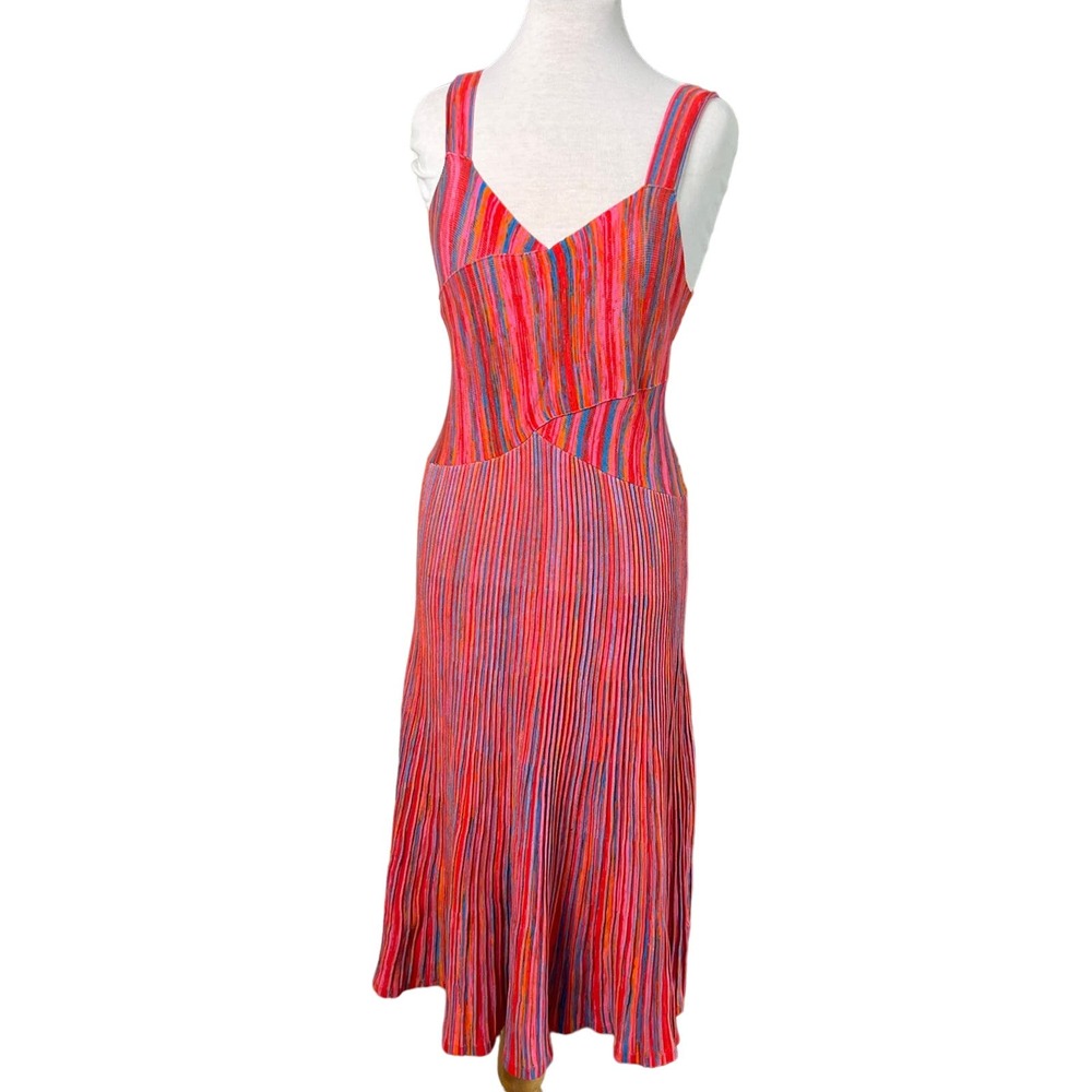 Scoop Women's M Micro stripe Colorful‎ Knit Midi Dress